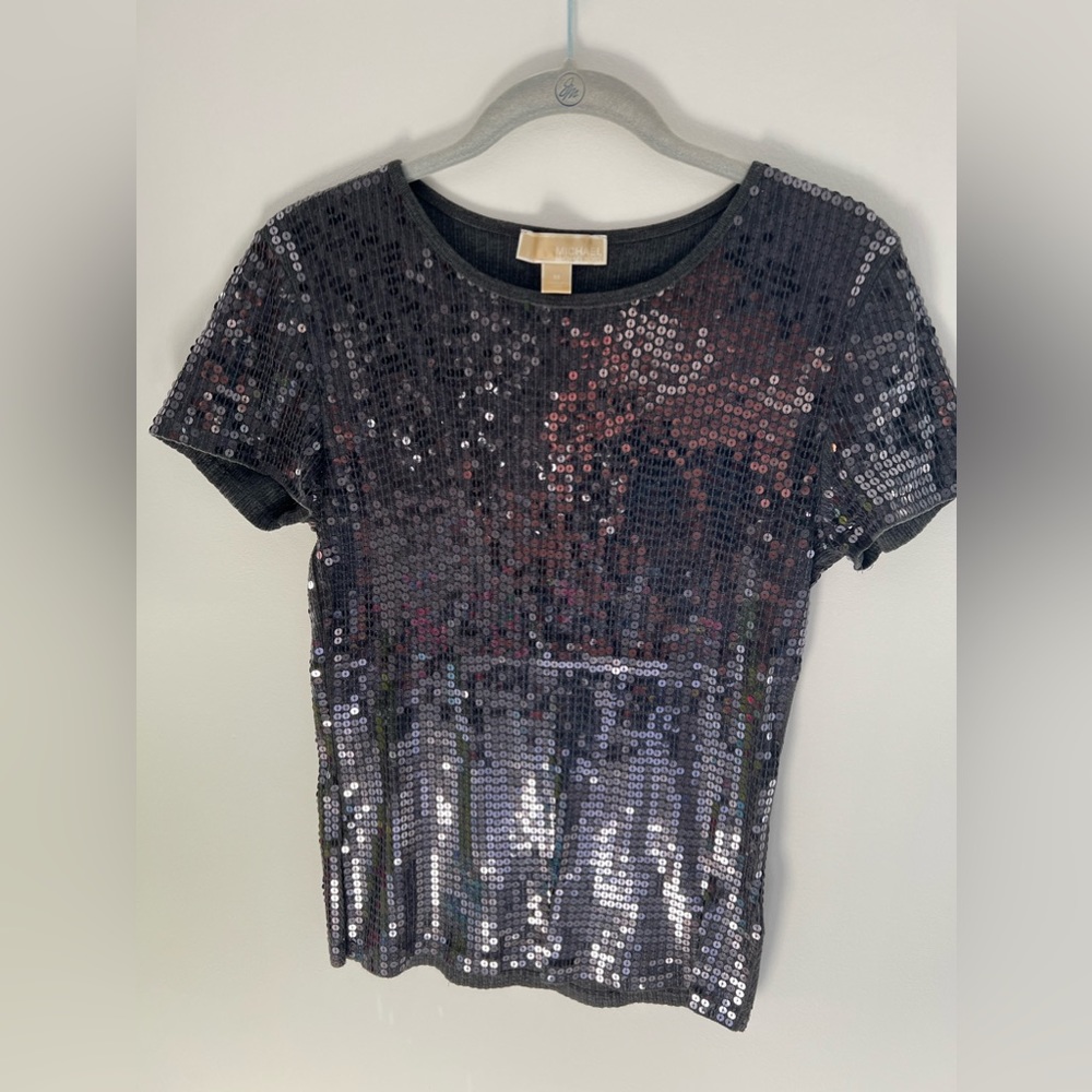 Micheal Kors sequin paillette short sleeve top size medium